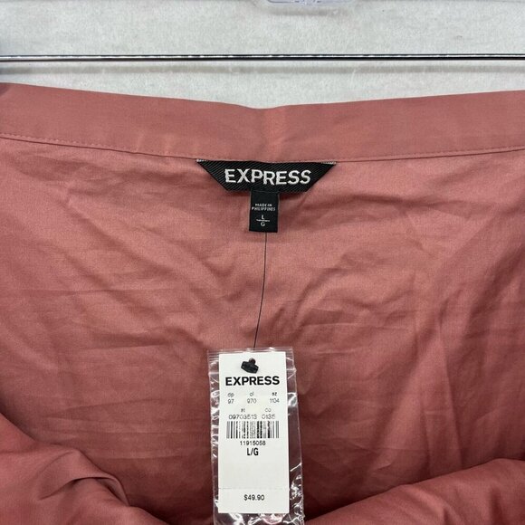 Express Cropped Top Womens L Coral Bell Long Sleeve Off Shoulder Button Up Boho - Picture 11 of 13